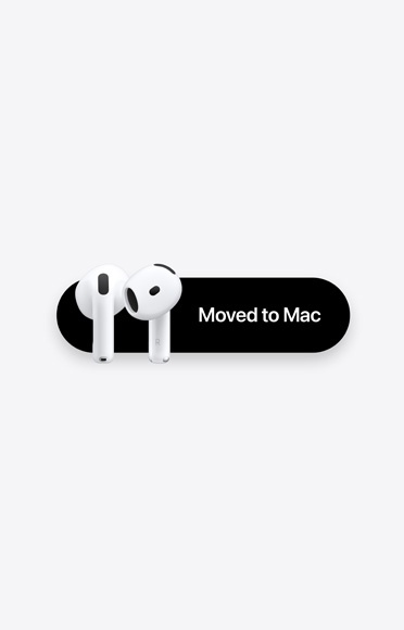 AirPods 5 slušalice pored poruke koja glasi: 'Premješteno na Mac'