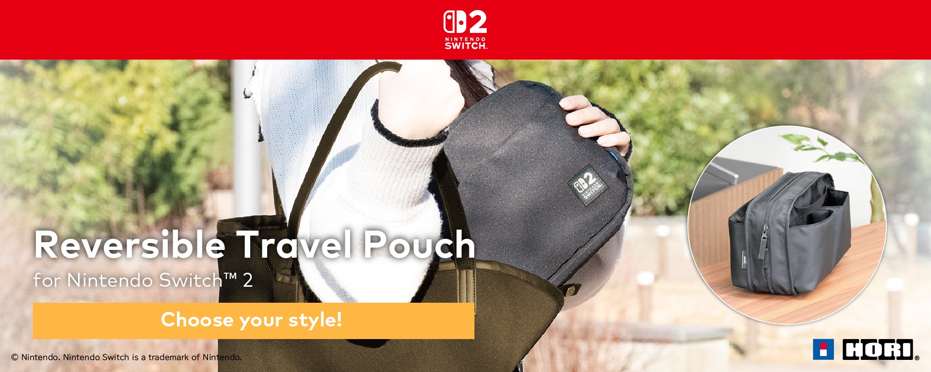 HORI Reversible Travel Pouch Black