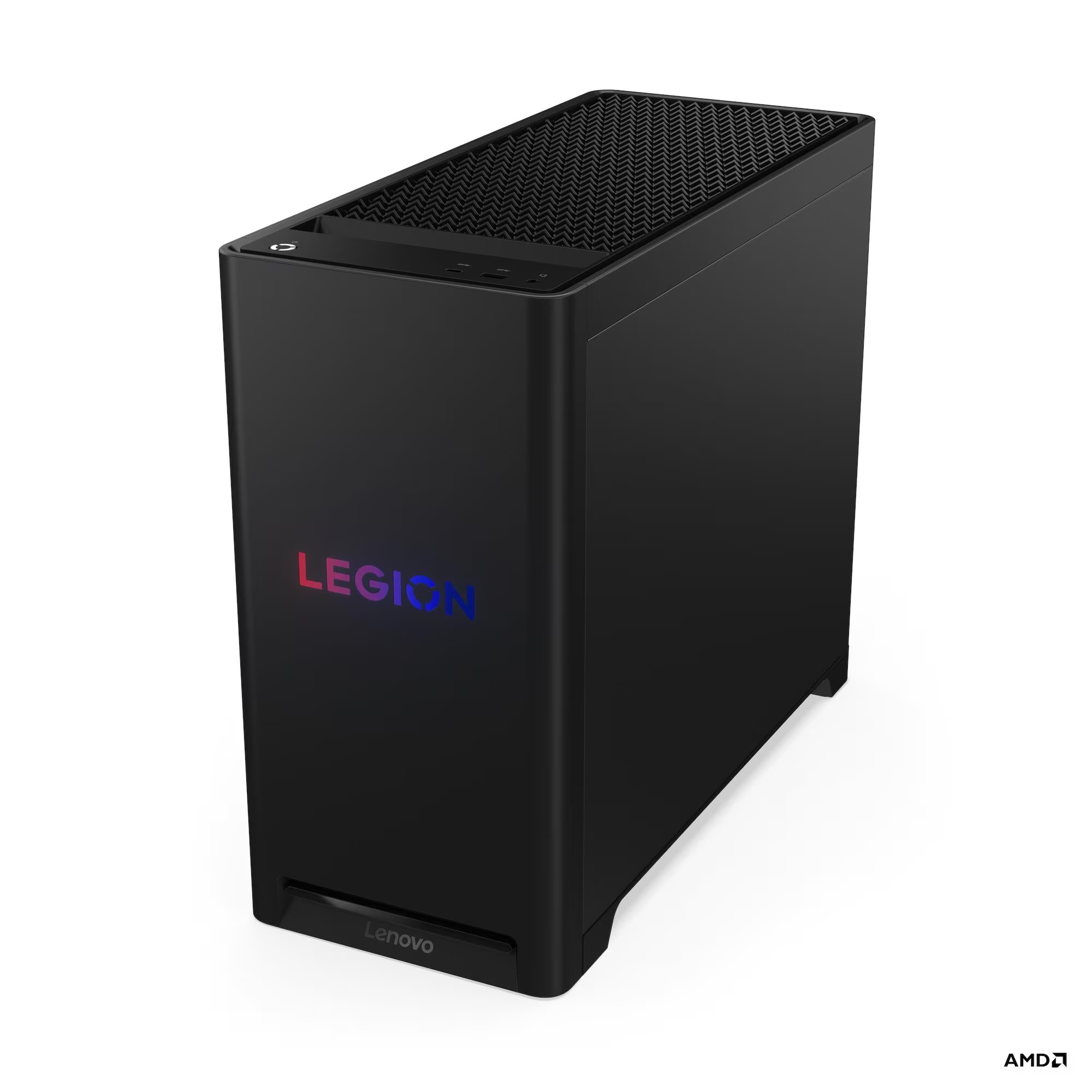 Lenovo Legion T5 30AGB10 Eclipse Black, prednji pogled i zatvorena bočna stranica