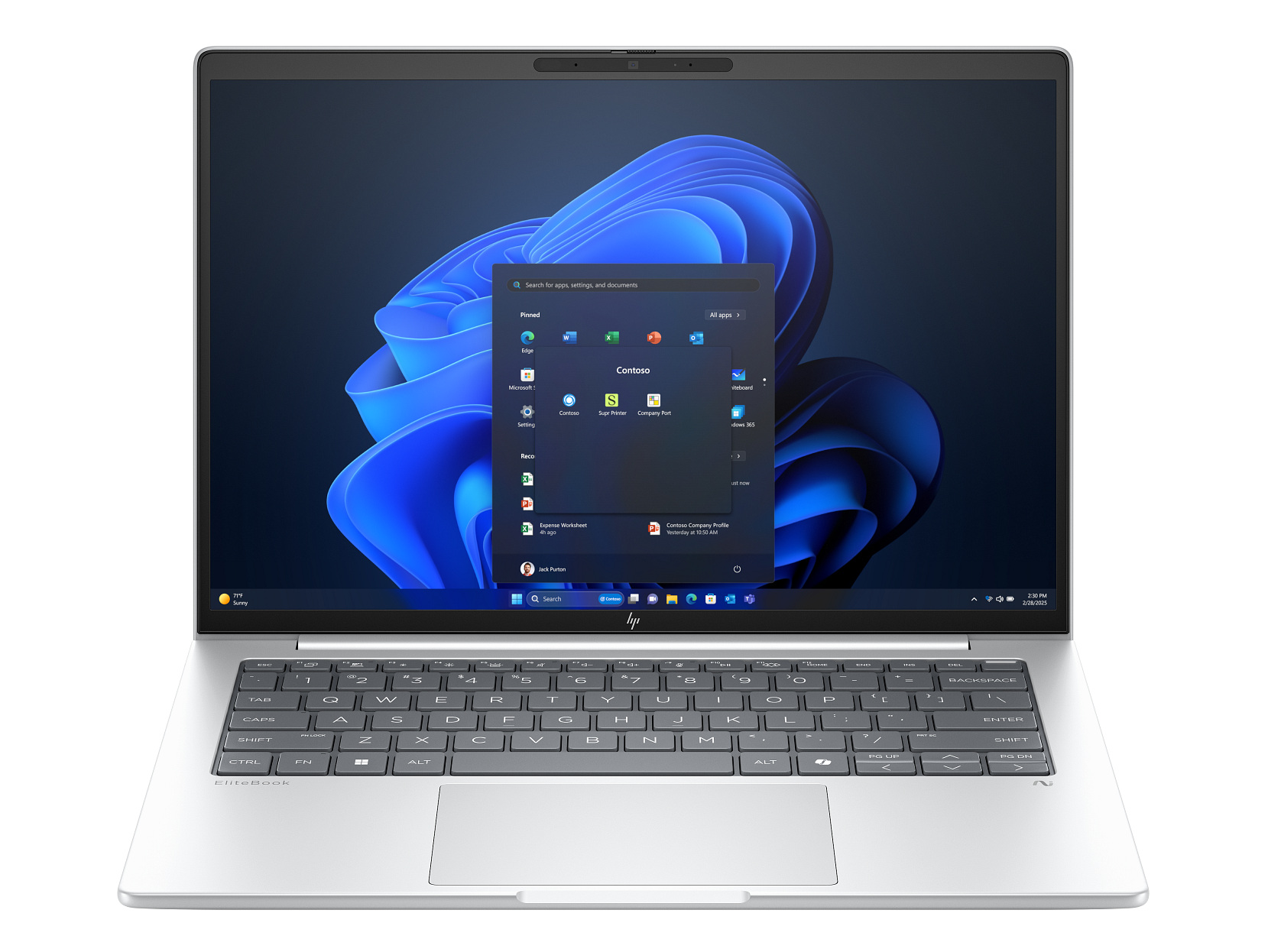 HP EliteBook 8 G1i 14, otvoreni laptop sprijeda