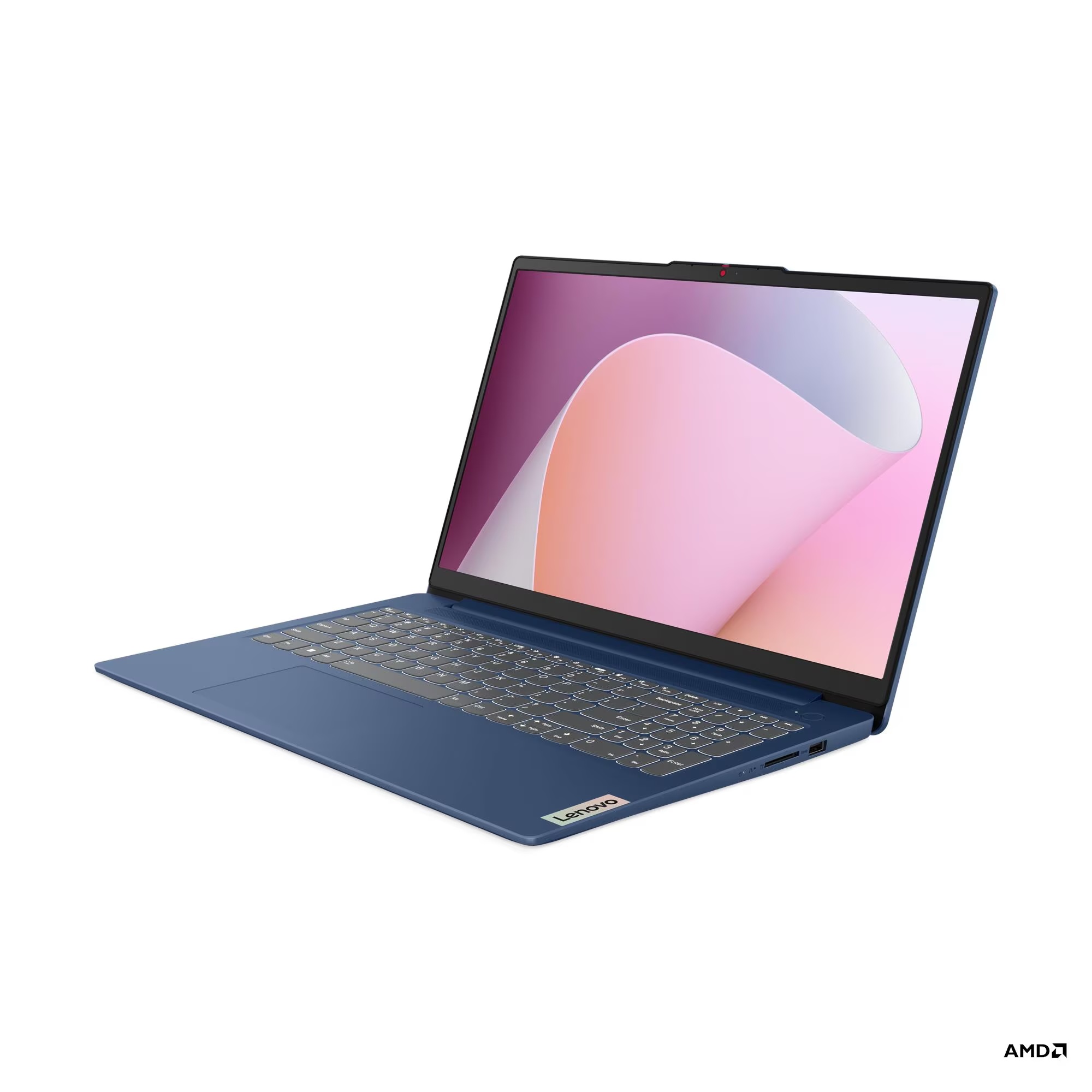 Bočni prikaz laptopa Lenovo IdeaPad Slim 3 15AMN8 u Abyss Blue boji
