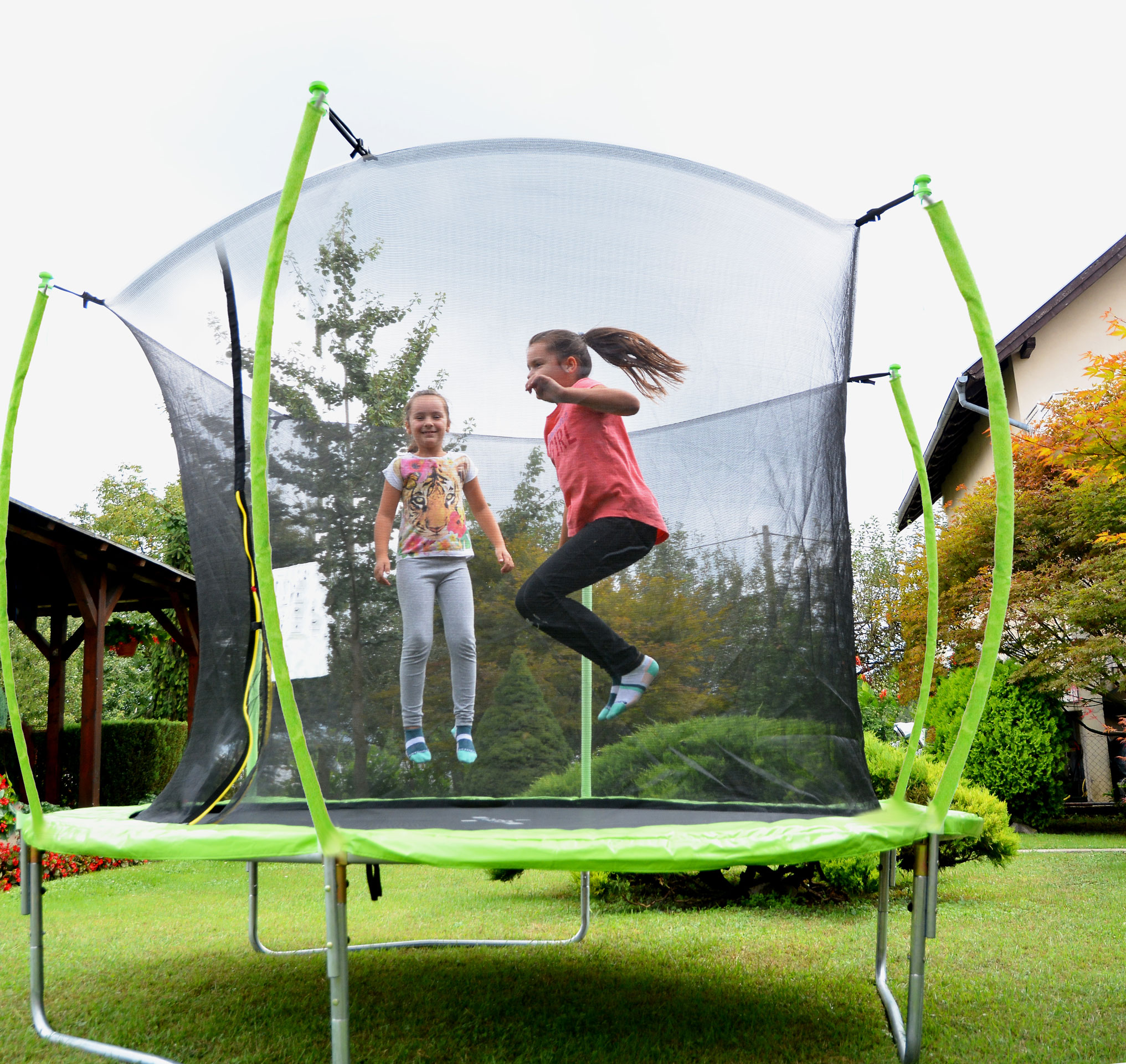 LEGONI trampolin SPACE sa zaštitnom mrežom i ljestvama, 305cm- zeleni – Aktivna igra na otvorenom