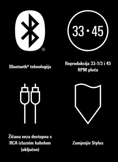 Mobilni screenshot Bluetooth značajki gramofona