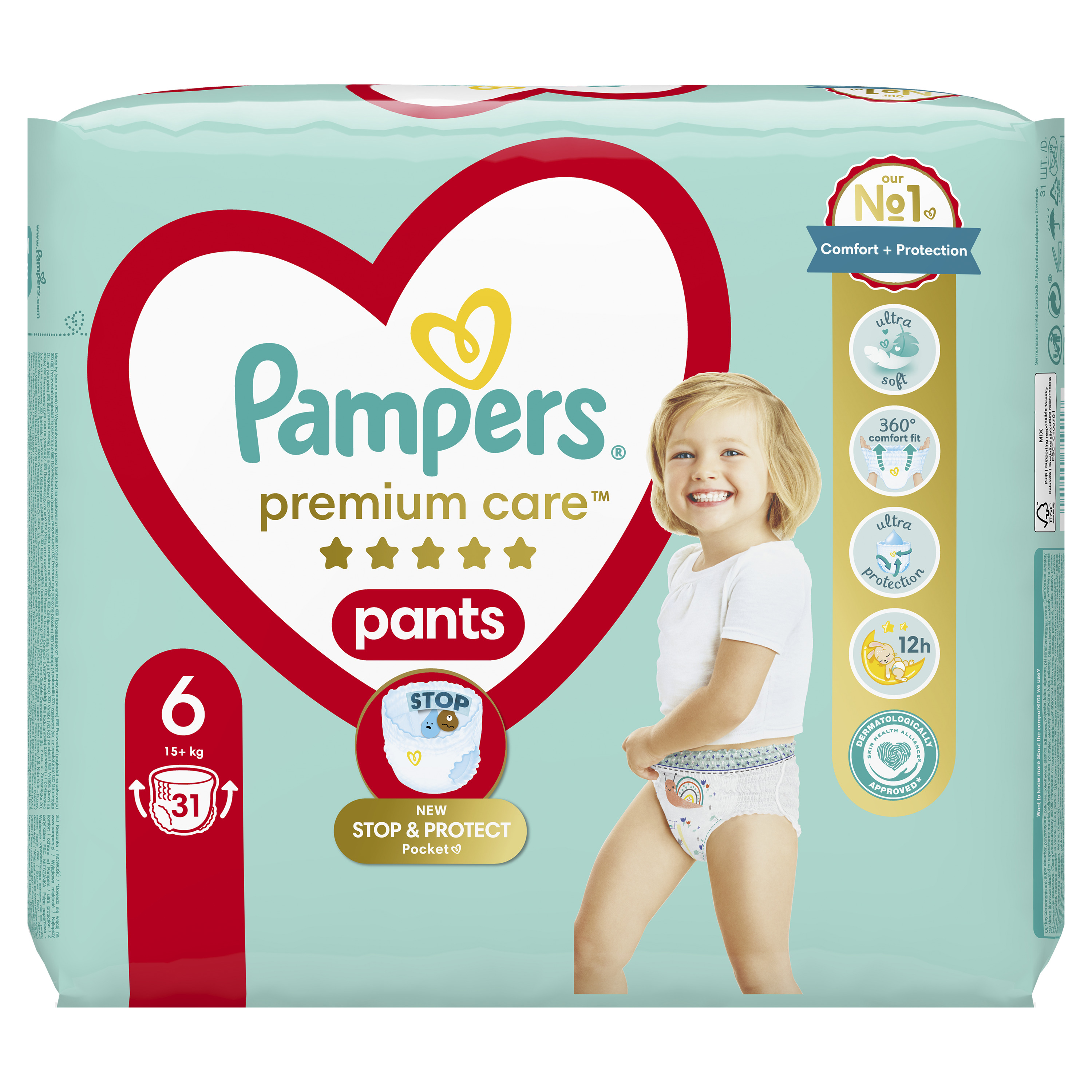 Pampers Premium Care Pants pelene gaćice veličina 6 (Extra Large) 31 kom (13–19 kg)