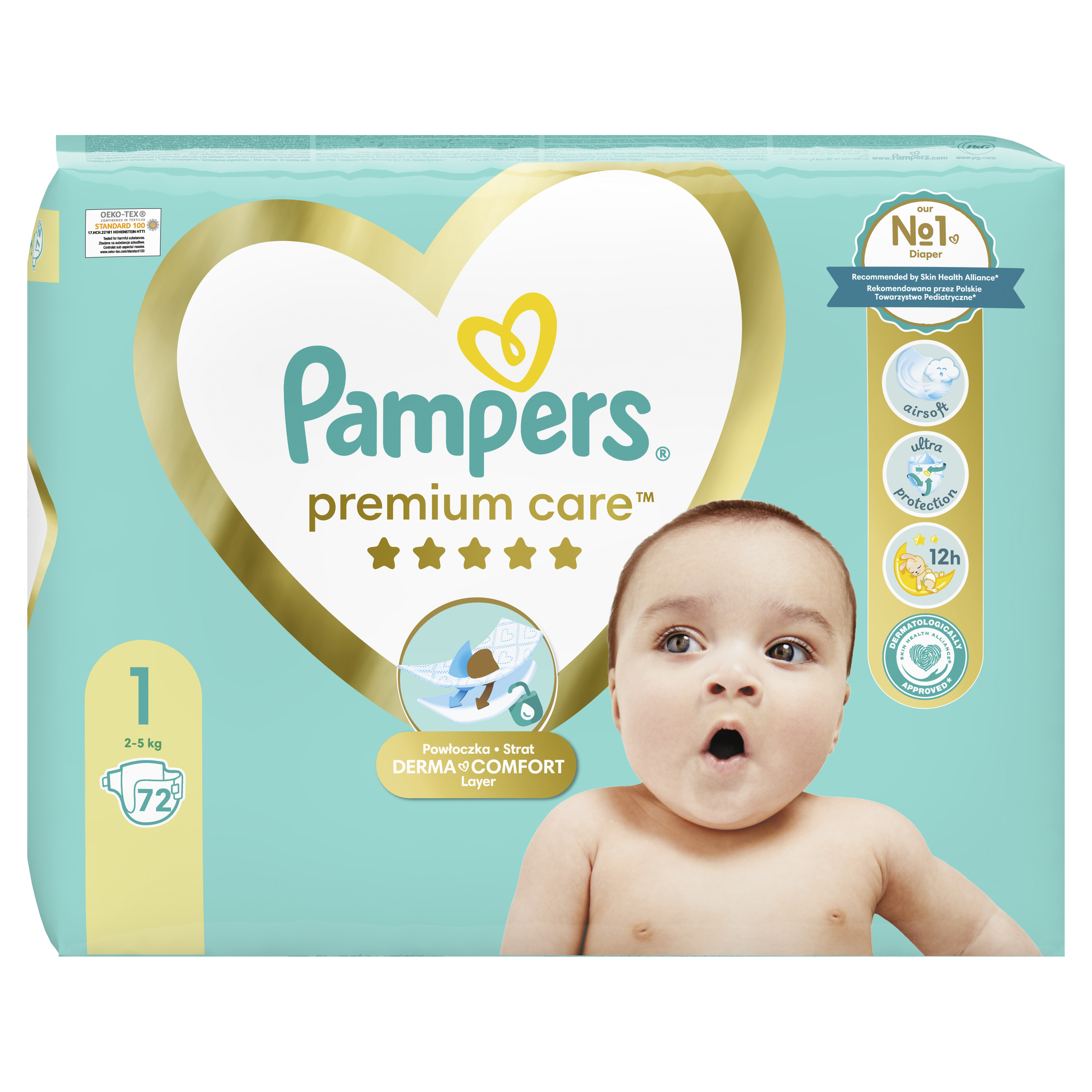 Pampers Premium Care pelene veličina 1 (New Baby) 72 kom (2–5 kg)