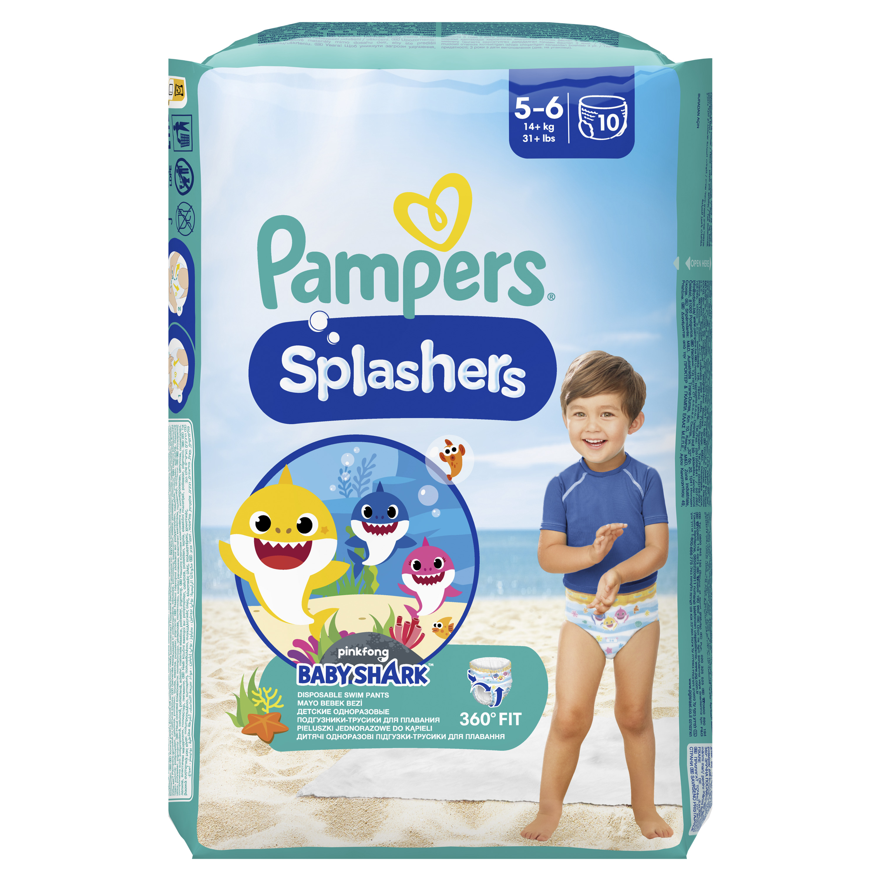 Pampers Splashers kupaće pelene gaćice Baby Shark veličina 5-6 10 kom (14 + kg)